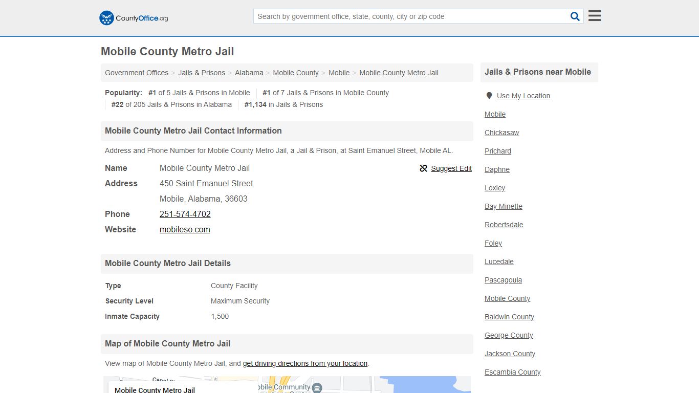 Mobile County Metro Jail - Mobile, AL (Address and Phone) - County Office